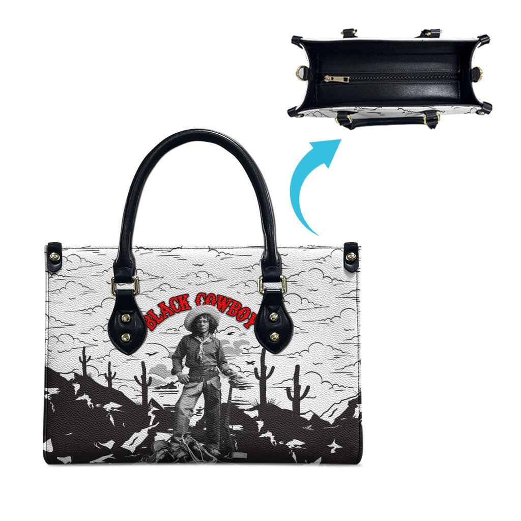 Black Cowboy Nat Love Leather Bag Comic Style Desert Line Art Red Typography
