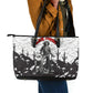 Black Cowboy Nat Love Leather Tote Bag Comic Style Desert Line Art Red Typography