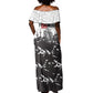 Black Cowboy Nat Love Off Shoulder Maxi Dress Comic Style Desert Line Art Red Typography