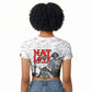 Black Cowboy Nat Love Raglan Cropped T shirt Comic Style Desert Line Art Red Typography