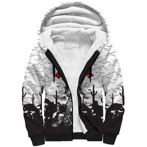 Black Cowboy Nat Love Sherpa Hoodie Comic Style Desert Line Art Red Typography