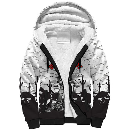 Black Cowboy Nat Love Sherpa Hoodie Comic Style Desert Line Art Red Typography