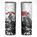 Black Cowboy Nat Love Skinny Tumbler Comic Style Desert Line Art Red Typography
