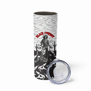 Black Cowboy Nat Love Skinny Tumbler Comic Style Desert Line Art Red Typography