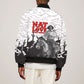 Black Cowboy Nat Love Sleeve Zip Bomber Jacket Comic Style Desert Line Art Red Typography