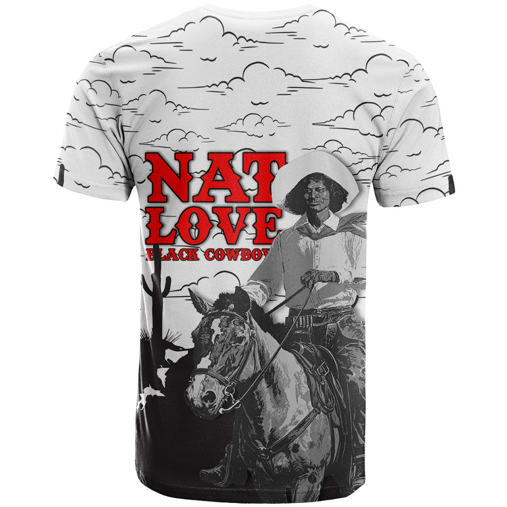 Black Cowboy Nat Love T shirt Comic Style Desert Line Art Red Typography