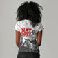 Black Cowboy Nat Love Women V-Neck T-Shirt Comic Style Desert Line Art Red Typography