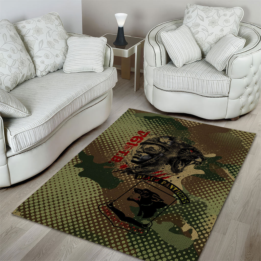 761st Tank Battalion Black Panthers Area Rug Come Out Fighting Military - Camouflage Halftone