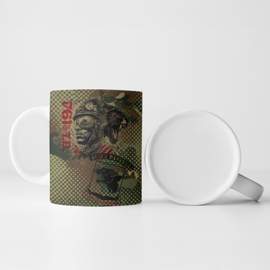 761st Tank Battalion Black Panthers Ceramic Mug Come Out Fighting Military - Camouflage Halftone