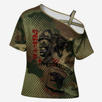 761st Tank Battalion Black Panthers Cross Shoulder Shirt Come Out Fighting Military - Camouflage Halftone