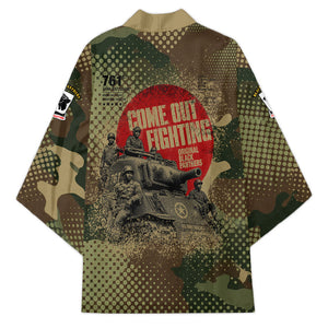 761st Tank Battalion Black Panthers Kimono Come Out Fighting Military - Camouflage Halftone