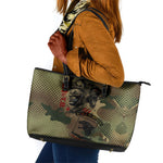 761st Tank Battalion Black Panthers Leather Tote Bag Come Out Fighting Military - Camouflage Halftone