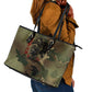 761st Tank Battalion Black Panthers Leather Tote Bag Come Out Fighting Military - Camouflage Halftone