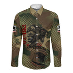 761st Tank Battalion Black Panthers Long Sleeve Button Shirt Come Out Fighting Military - Camouflage Halftone