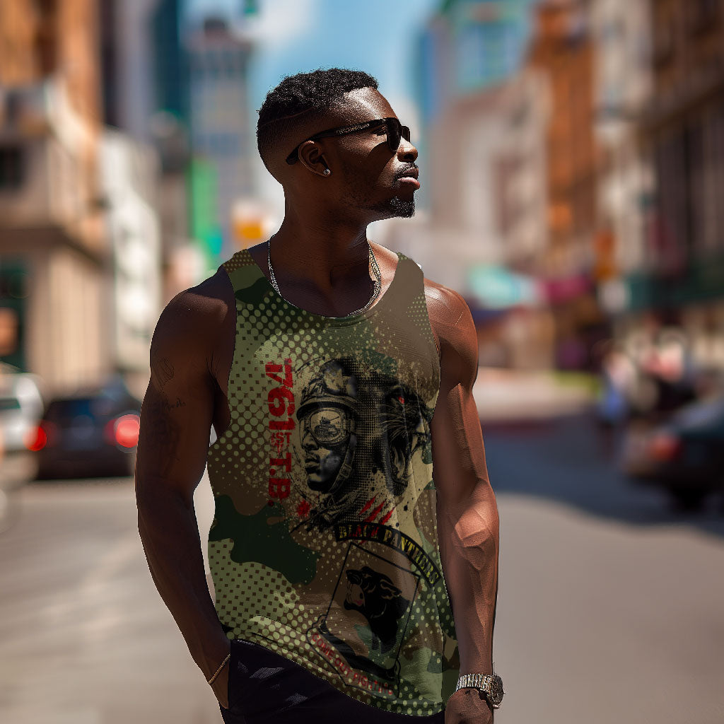 761st Tank Battalion Black Panthers Men Tank Top Come Out Fighting Military - Camouflage Halftone