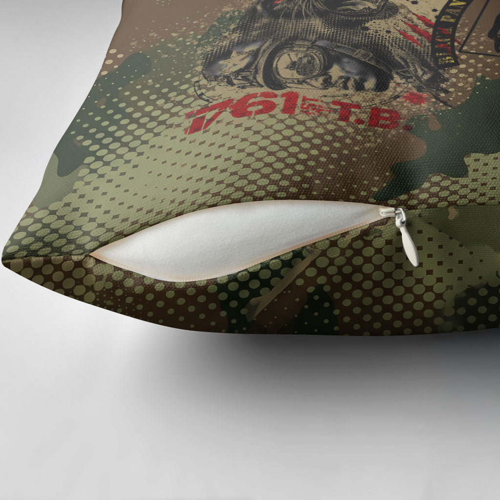 761st Tank Battalion Black Panthers Pillow Cover Come Out Fighting Military - Camouflage Halftone