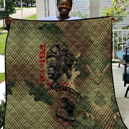 761st Tank Battalion Black Panthers Quilt Come Out Fighting Military - Camouflage Halftone