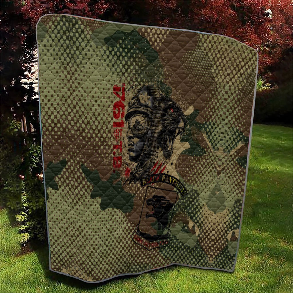 761st Tank Battalion Black Panthers Quilt Come Out Fighting Military - Camouflage Halftone