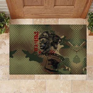 761st Tank Battalion Black Panthers Rubber Doormat Come Out Fighting Military - Camouflage Halftone
