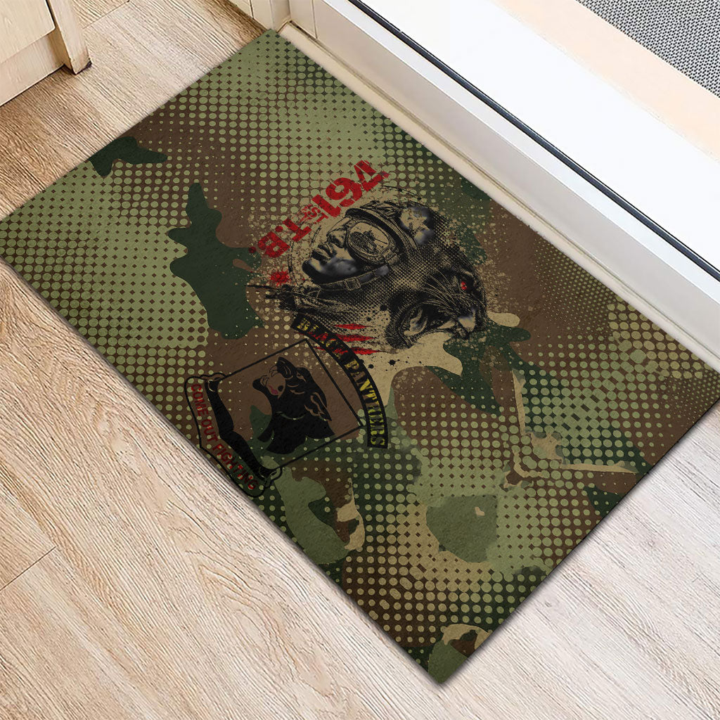 761st Tank Battalion Black Panthers Rubber Doormat Come Out Fighting Military - Camouflage Halftone