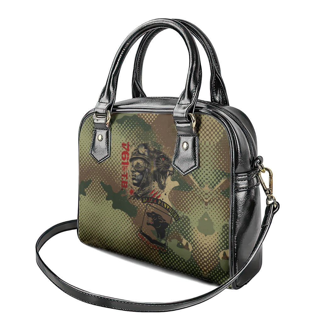 761st Tank Battalion Black Panthers Shoulder Handbag Come Out Fighting Military - Camouflage Halftone