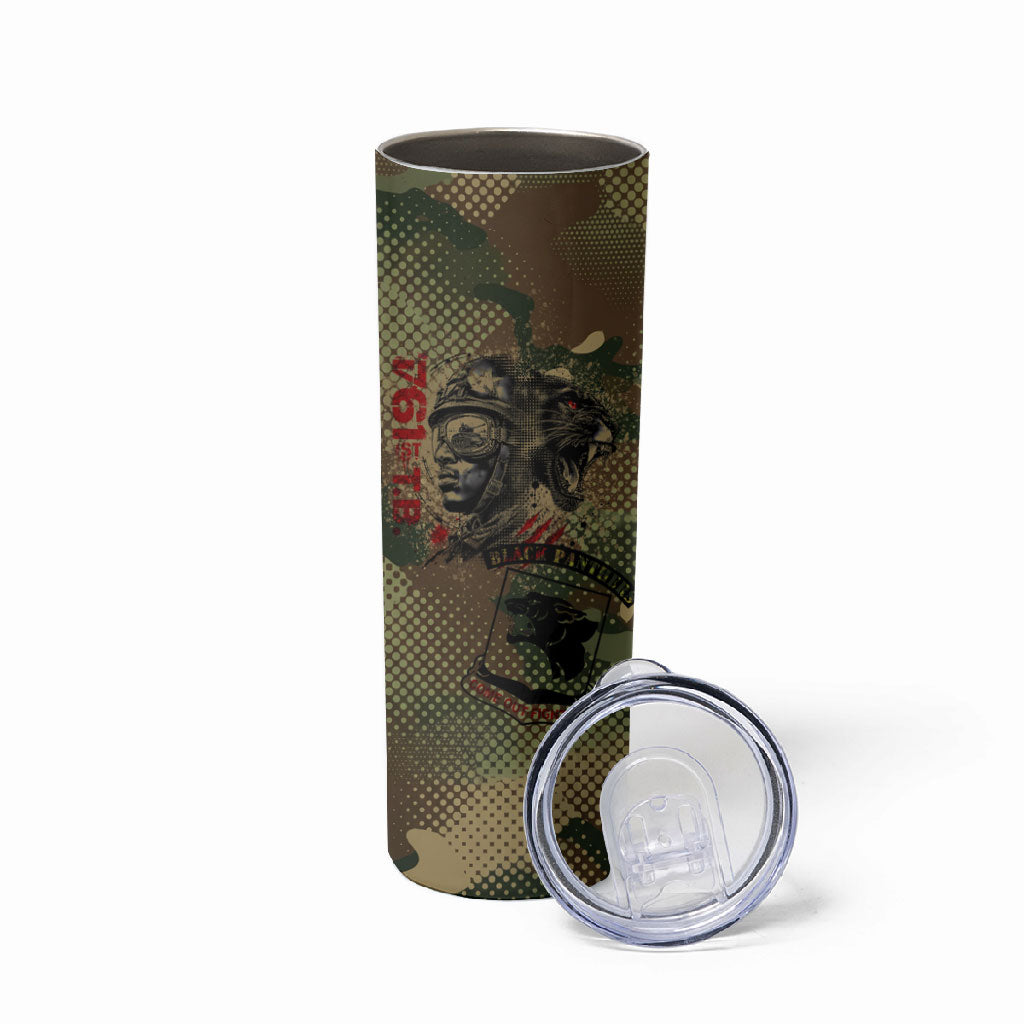 761st Tank Battalion Black Panthers Skinny Tumbler Come Out Fighting Military - Camouflage Halftone