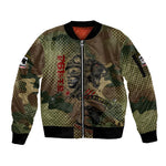 761st Tank Battalion Black Panthers Sleeve Zip Bomber Jacket Come Out Fighting Military - Camouflage Halftone