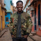 761st Tank Battalion Black Panthers Sleeve Zip Bomber Jacket Come Out Fighting Military - Camouflage Halftone