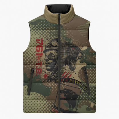761st Tank Battalion Black Panthers Sleeveless Puffer Jacket Come Out Fighting Military - Camouflage Halftone