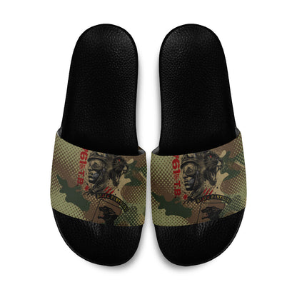 761st Tank Battalion Black Panthers Slide Sandals Come Out Fighting Military - Camouflage Halftone