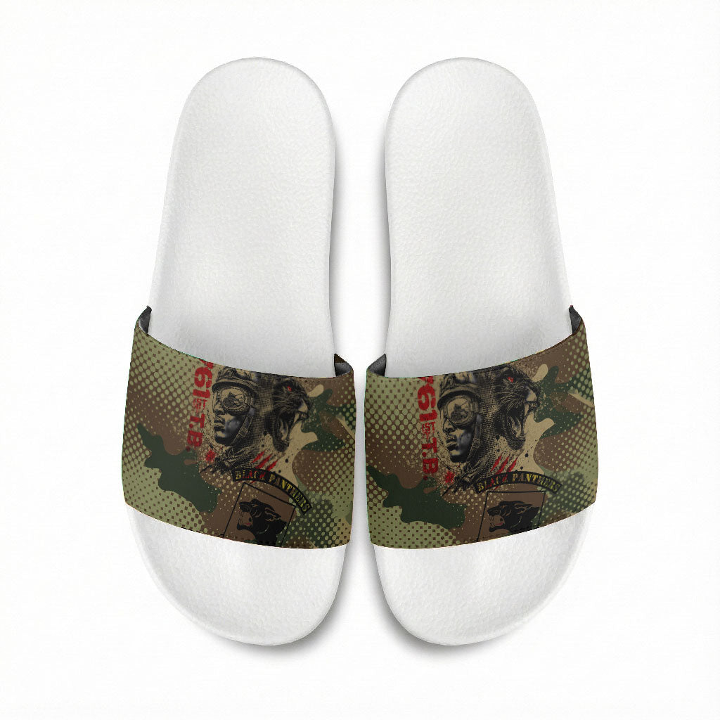 761st Tank Battalion Black Panthers Slide Sandals Come Out Fighting Military - Camouflage Halftone