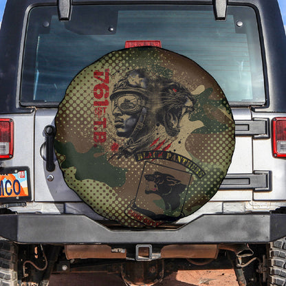761st Tank Battalion Black Panthers Spare Tire Cover Come Out Fighting Military - Camouflage Halftone