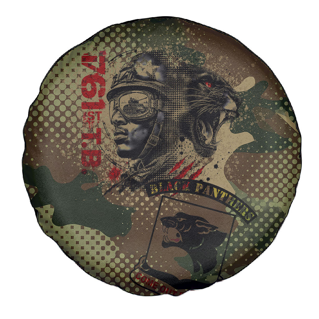 761st Tank Battalion Black Panthers Spare Tire Cover Come Out Fighting Military - Camouflage Halftone