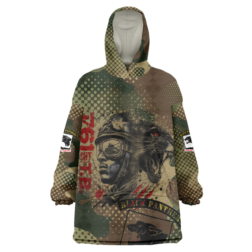 761st Tank Battalion Black Panthers Wearable Blanket Hoodie Come Out Fighting Military - Camouflage Halftone
