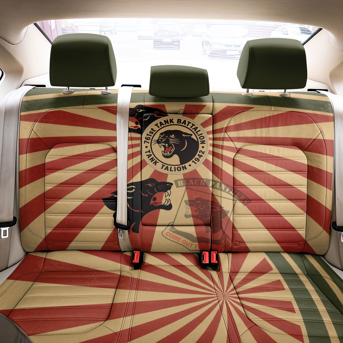 Black Panthers 761st Tank Battalion Back Car Seat Cover Come Out Fighting Retro Military