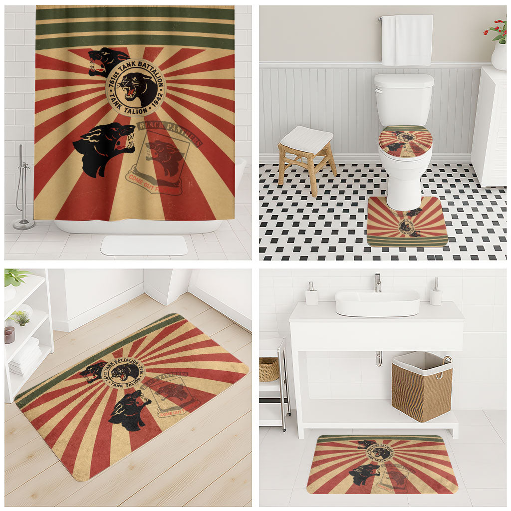 Black Panthers 761st Tank Battalion Bathroom Set Come Out Fighting Retro Military