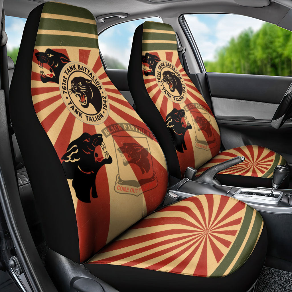 Black Panthers 761st Tank Battalion Car Seat Cover Come Out Fighting Retro Military