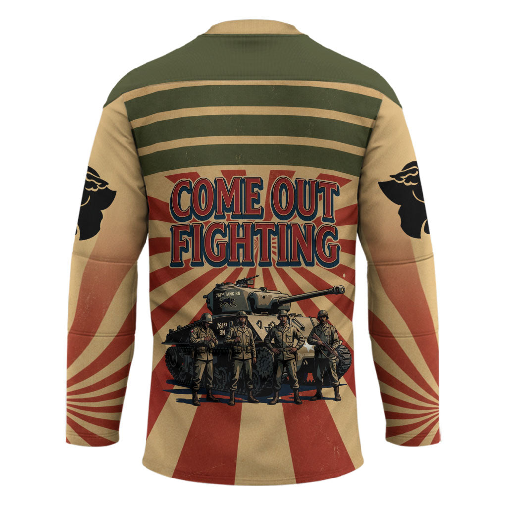 Black Panthers 761st Tank Battalion Hockey Jersey Come Out Fighting Retro Military