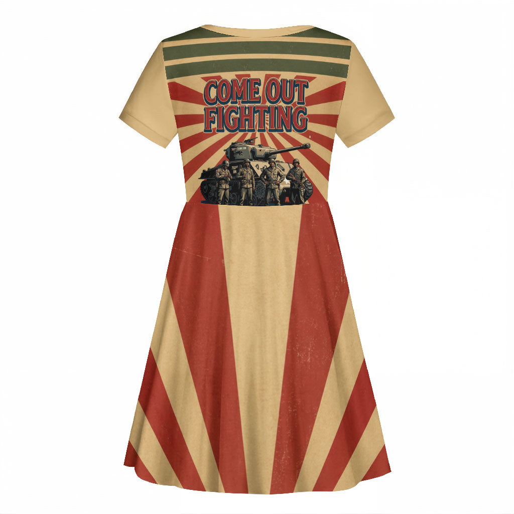 Black Panthers 761st Tank Battalion Kid Short Sleeve Dress Come Out Fighting Retro Military
