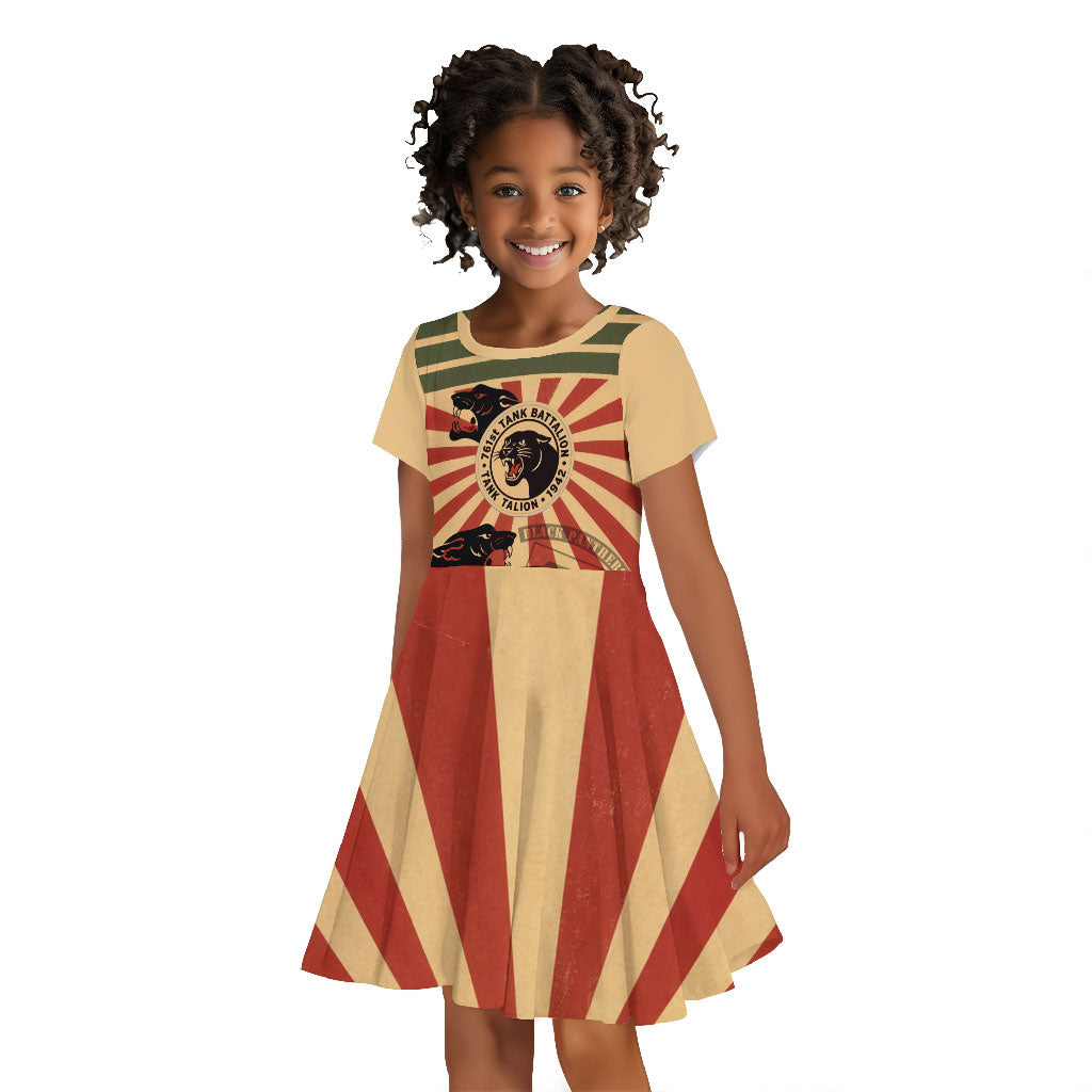 Black Panthers 761st Tank Battalion Kid Short Sleeve Dress Come Out Fighting Retro Military