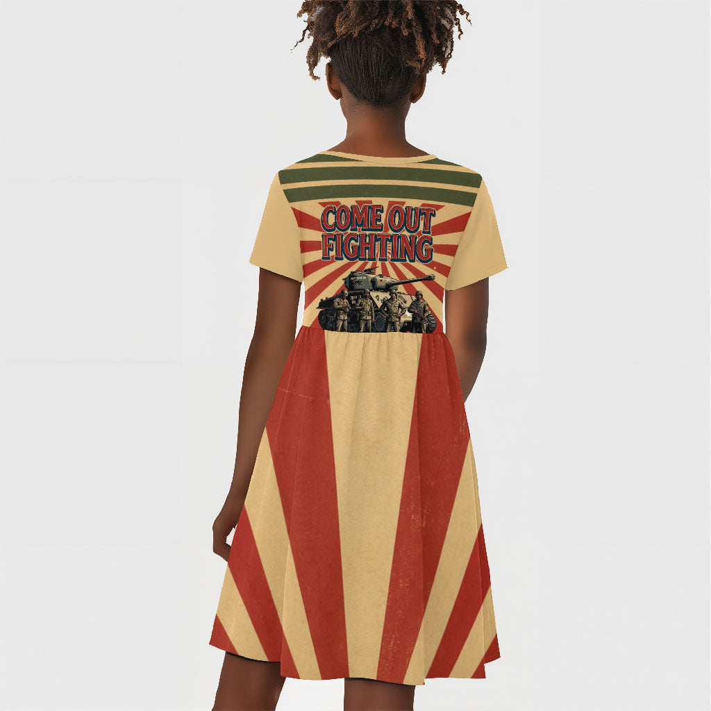 Black Panthers 761st Tank Battalion Kid Short Sleeve Dress Come Out Fighting Retro Military