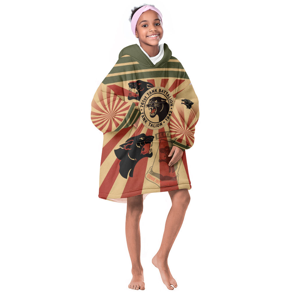 Black Panthers 761st Tank Battalion Kid Wearable Blanket Hoodie Come Out Fighting Retro Military