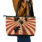 Black Panthers 761st Tank Battalion Leather Tote Bag Come Out Fighting Retro Military