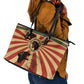 Black Panthers 761st Tank Battalion Leather Tote Bag Come Out Fighting Retro Military