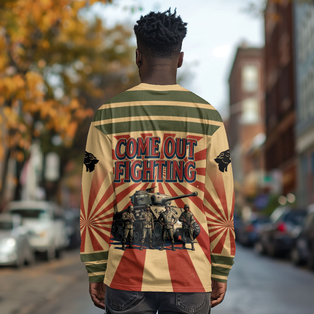 Black Panthers 761st Tank Battalion Long Sleeve Shirt Come Out Fighting Retro Military