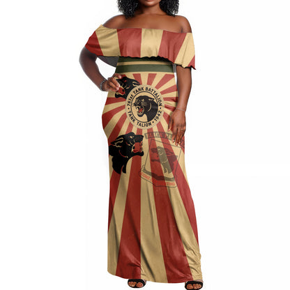 Black Panthers 761st Tank Battalion Off Shoulder Maxi Dress Come Out Fighting Retro Military