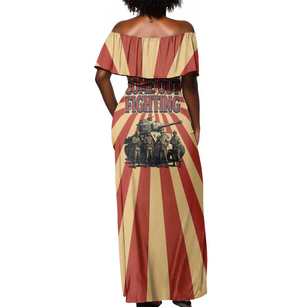 Black Panthers 761st Tank Battalion Off Shoulder Maxi Dress Come Out Fighting Retro Military