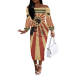 Black Panthers 761st Tank Battalion Off The Shoulder Long Sleeve Dress Come Out Fighting Retro Military