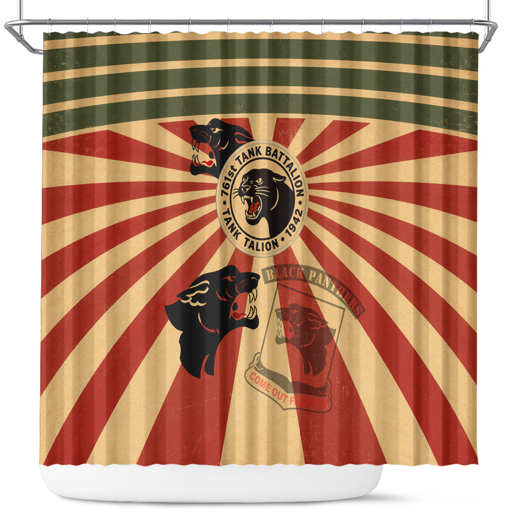 Black Panthers 761st Tank Battalion Shower Curtain Come Out Fighting Retro Military