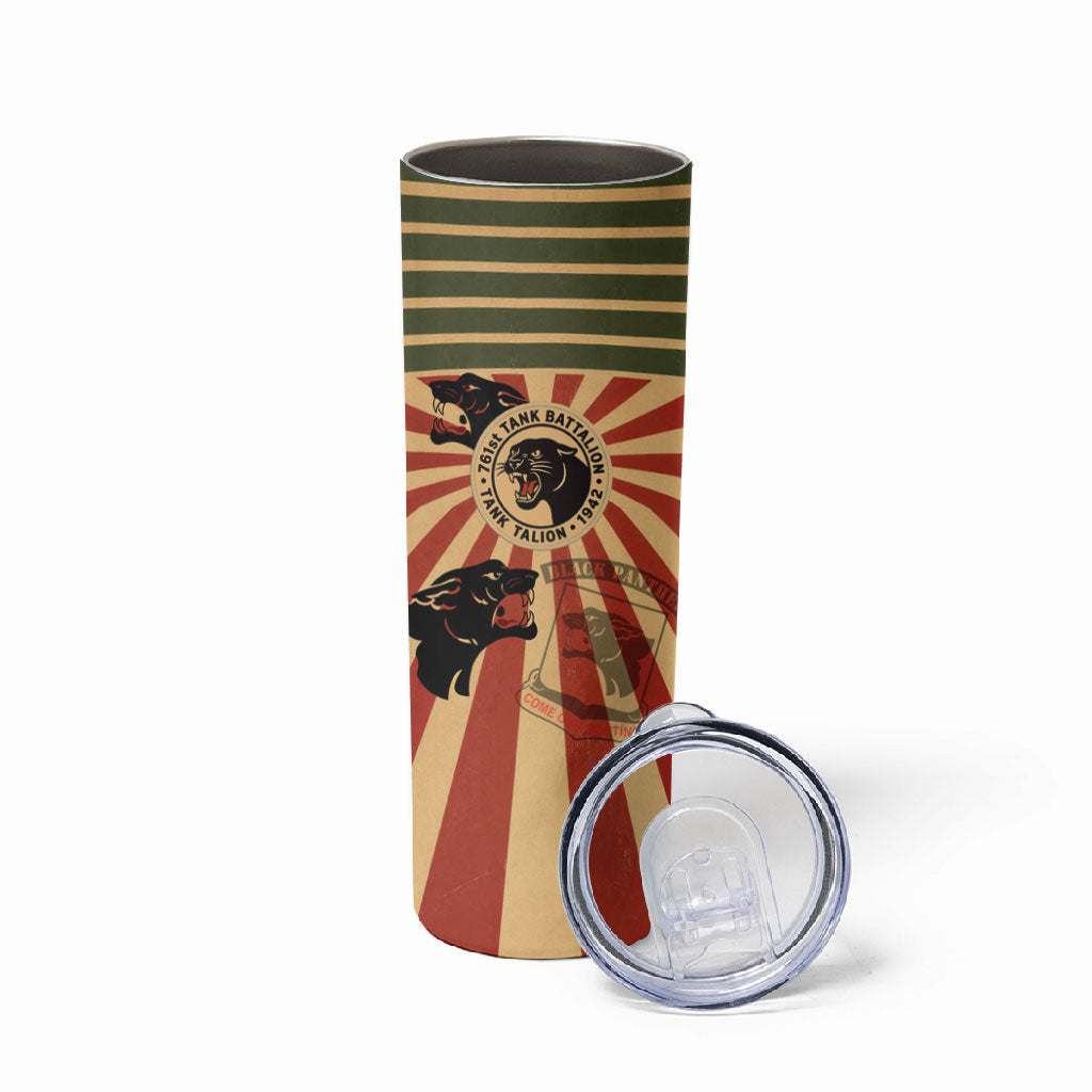 Black Panthers 761st Tank Battalion Skinny Tumbler Come Out Fighting Retro Military